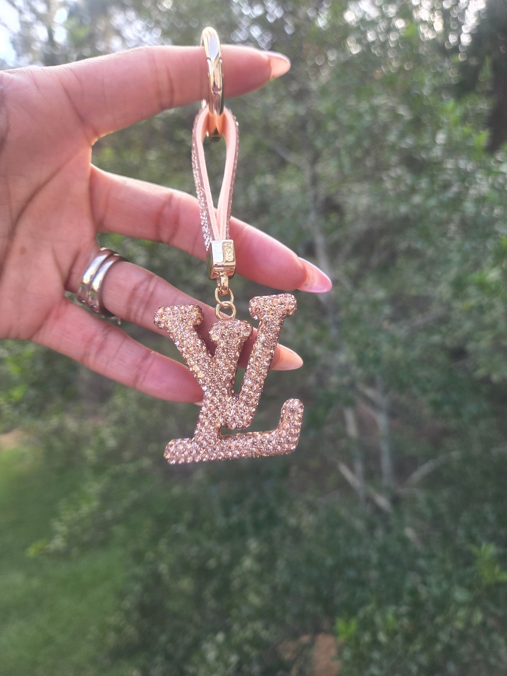 Rose Gold Crystal Key Charm